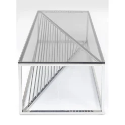 Table Basse Laser Argente-Verre Clair 120X60Cm