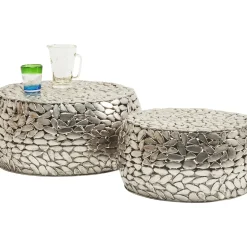 Table Basse Pebbles Deluxe Argente (Jeu De 2)