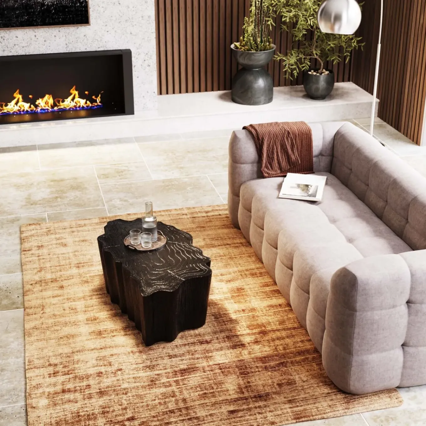 Table Basse Tree Stump Noir 119X68Cm