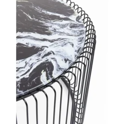 Table Basse Wire Noir/Verre Décor Marbre (2/Set)