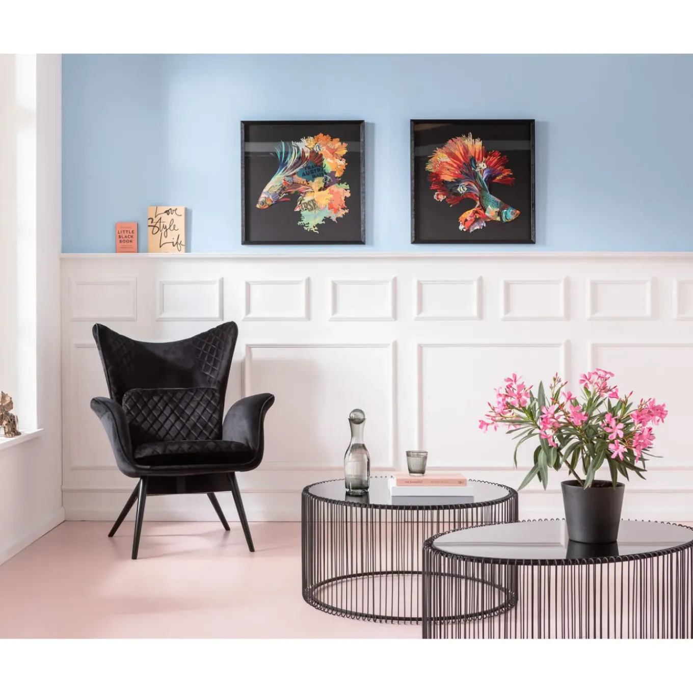Table Basse Wire Uno Noir O80Cm