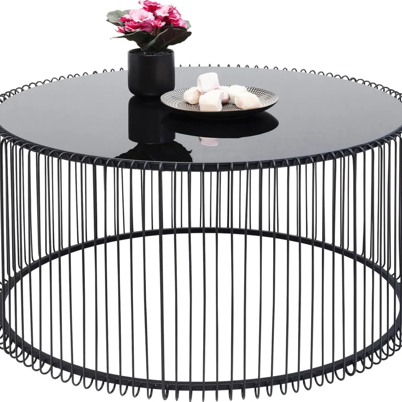 Table Basse Wire Uno Noir O80Cm