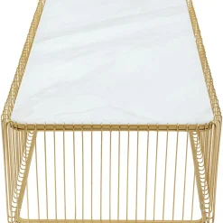 Table Basse Wire Verre Marbre Blanc 145X70Cm