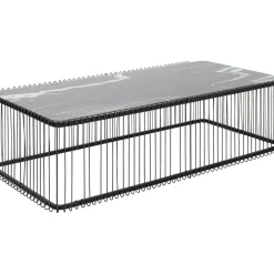 Table Basse Wire Verre Marbre Noir 145X70Cm