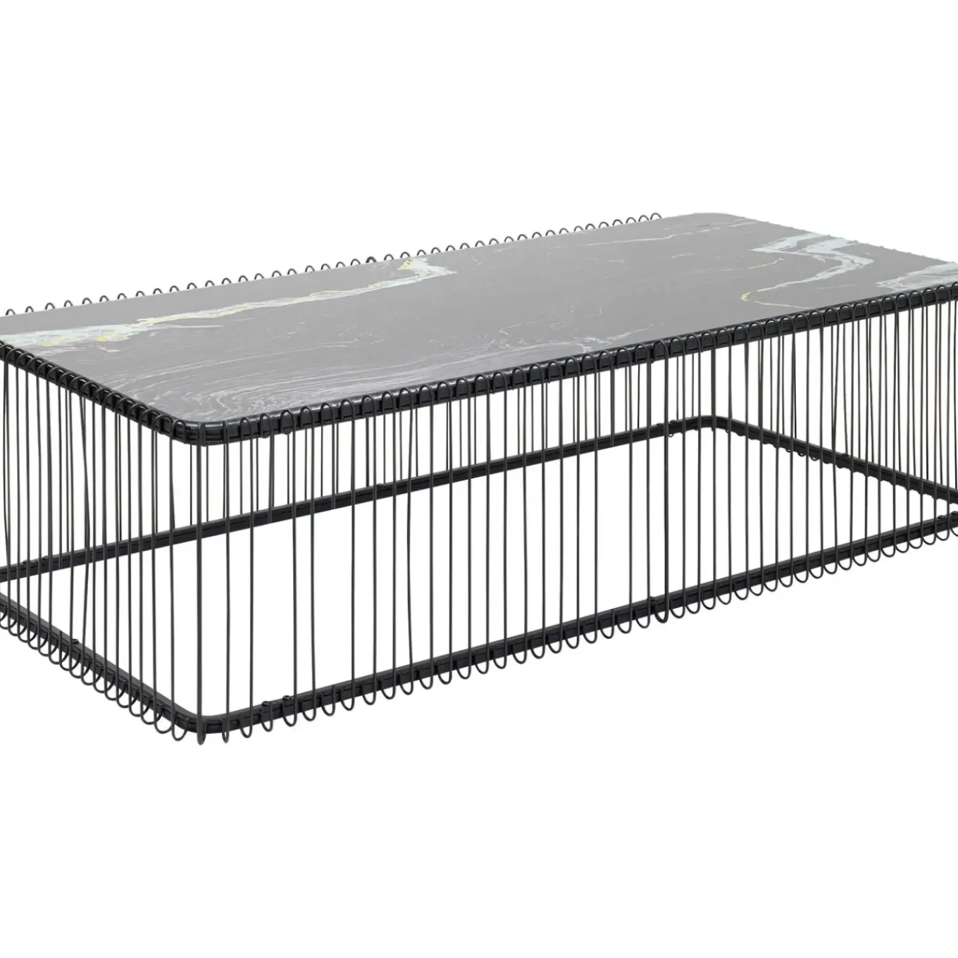Table Basse Wire Verre Marbre Noir 145X70Cm