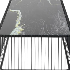 Table Basse Wire Verre Marbre Noir 145X70Cm