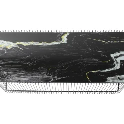 Table Basse Wire Verre Marbre Noir 145X70Cm