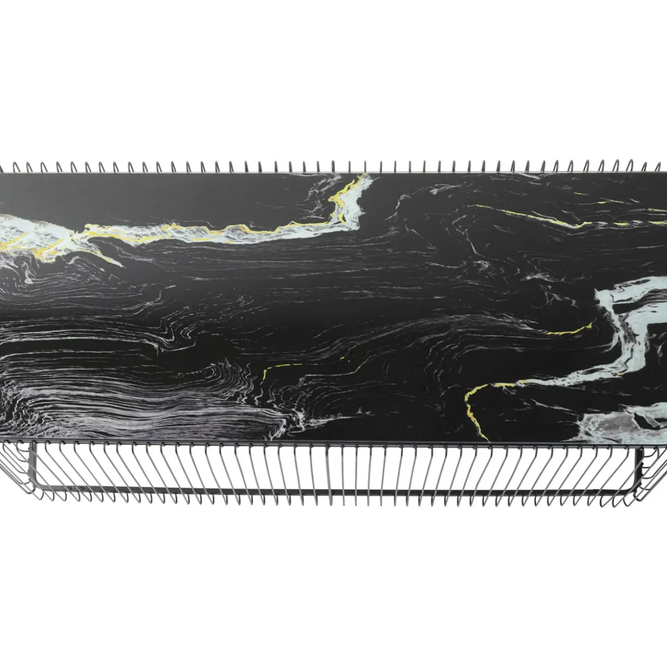 Table Basse Wire Verre Marbre Noir 145X70Cm