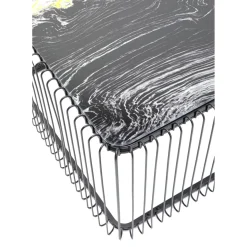 Table Basse Wire Verre Marbre Noir 145X70Cm