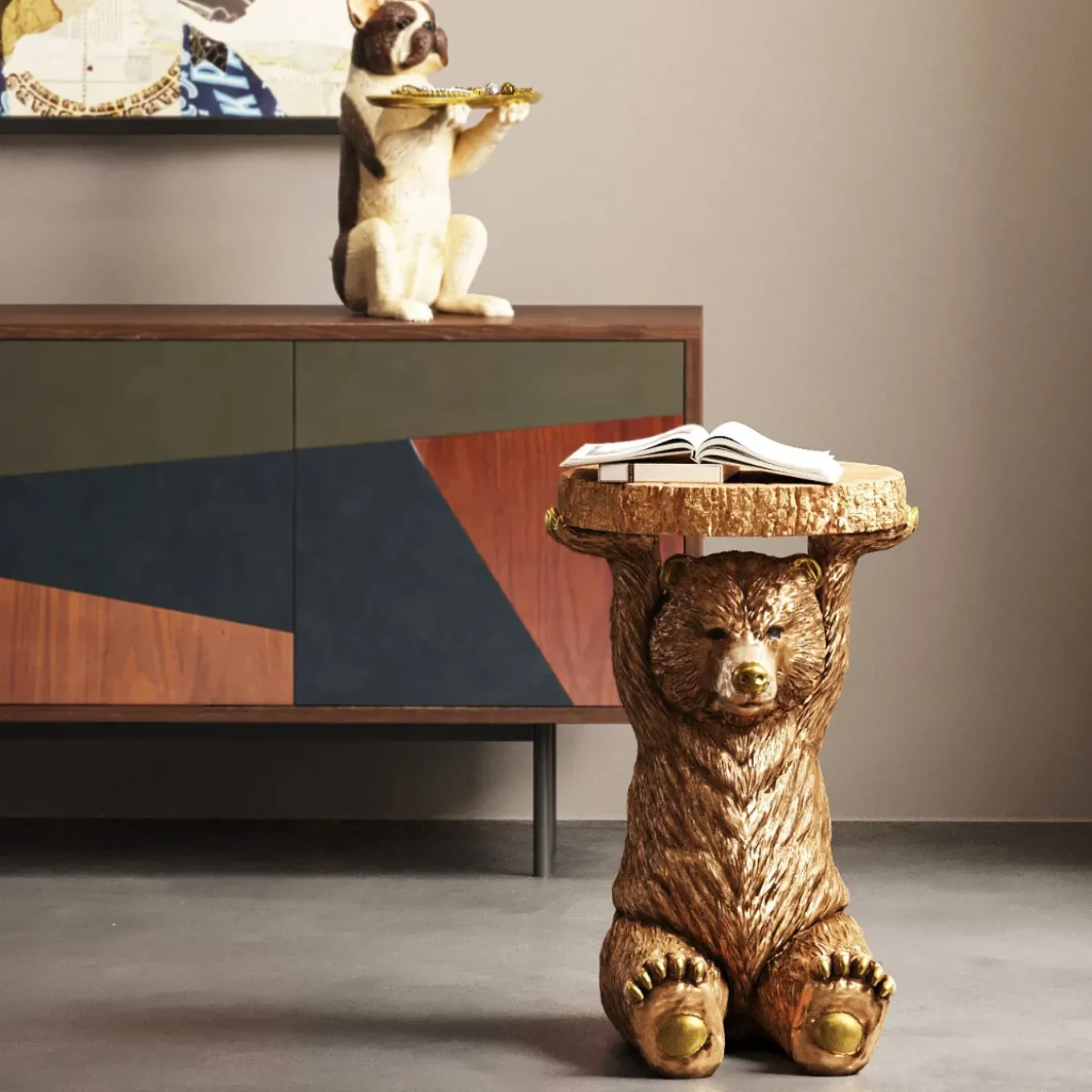 Table D Appoint Animal Bear Dore 35X34Cm