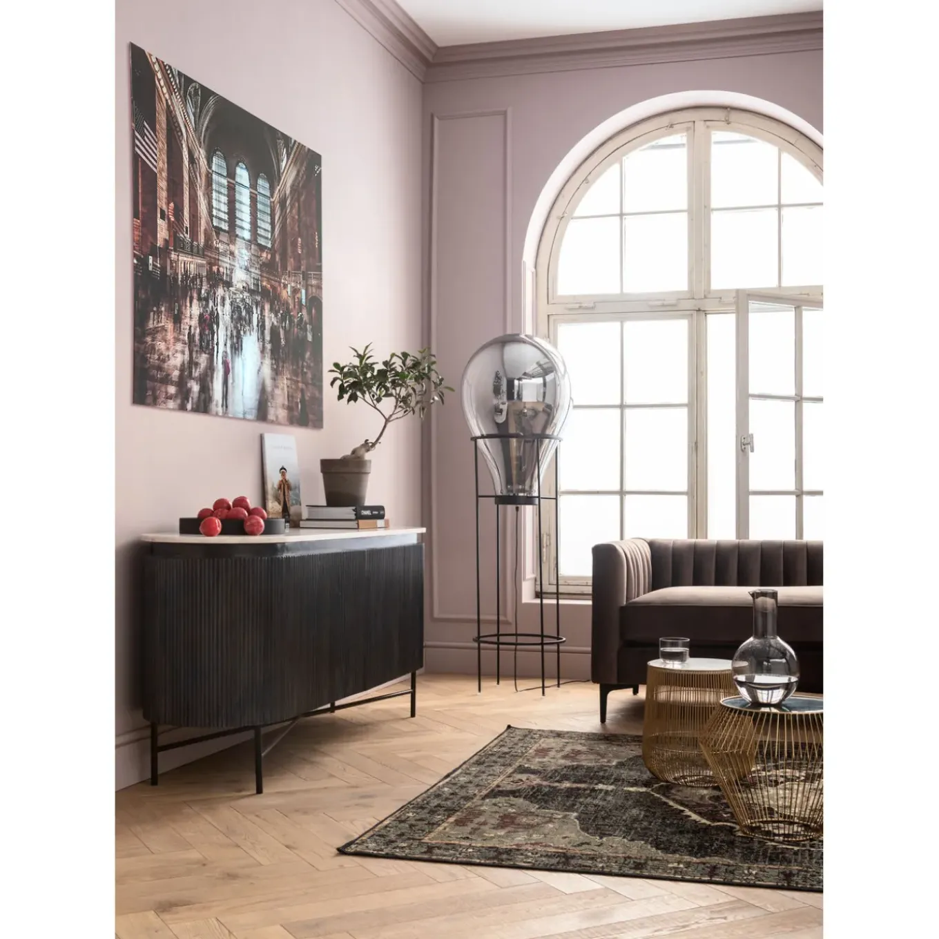 Table D Appoint Beam Marbre Blanc-Laiton O32Cm