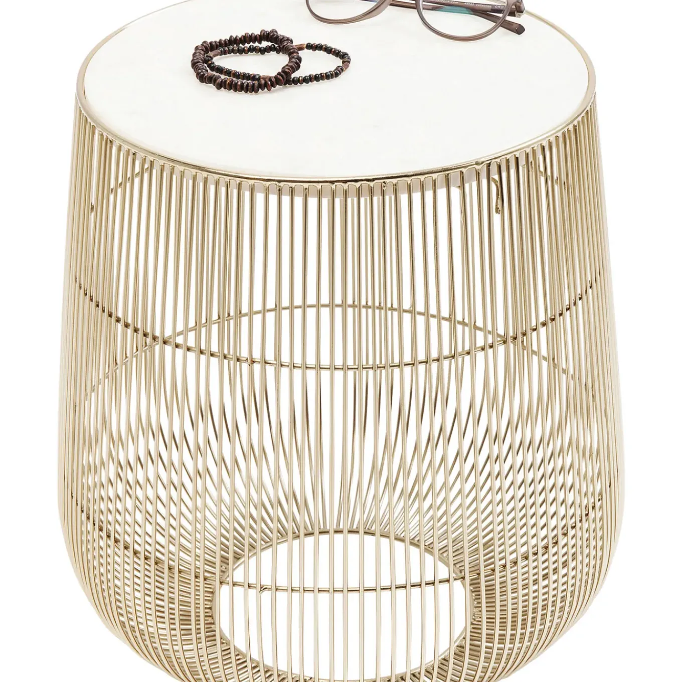 Table D Appoint Beam Marbre Blanc-Laiton O32Cm