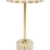 Table D Appoint Domero Cirque Laiton Blanc O40Cm
