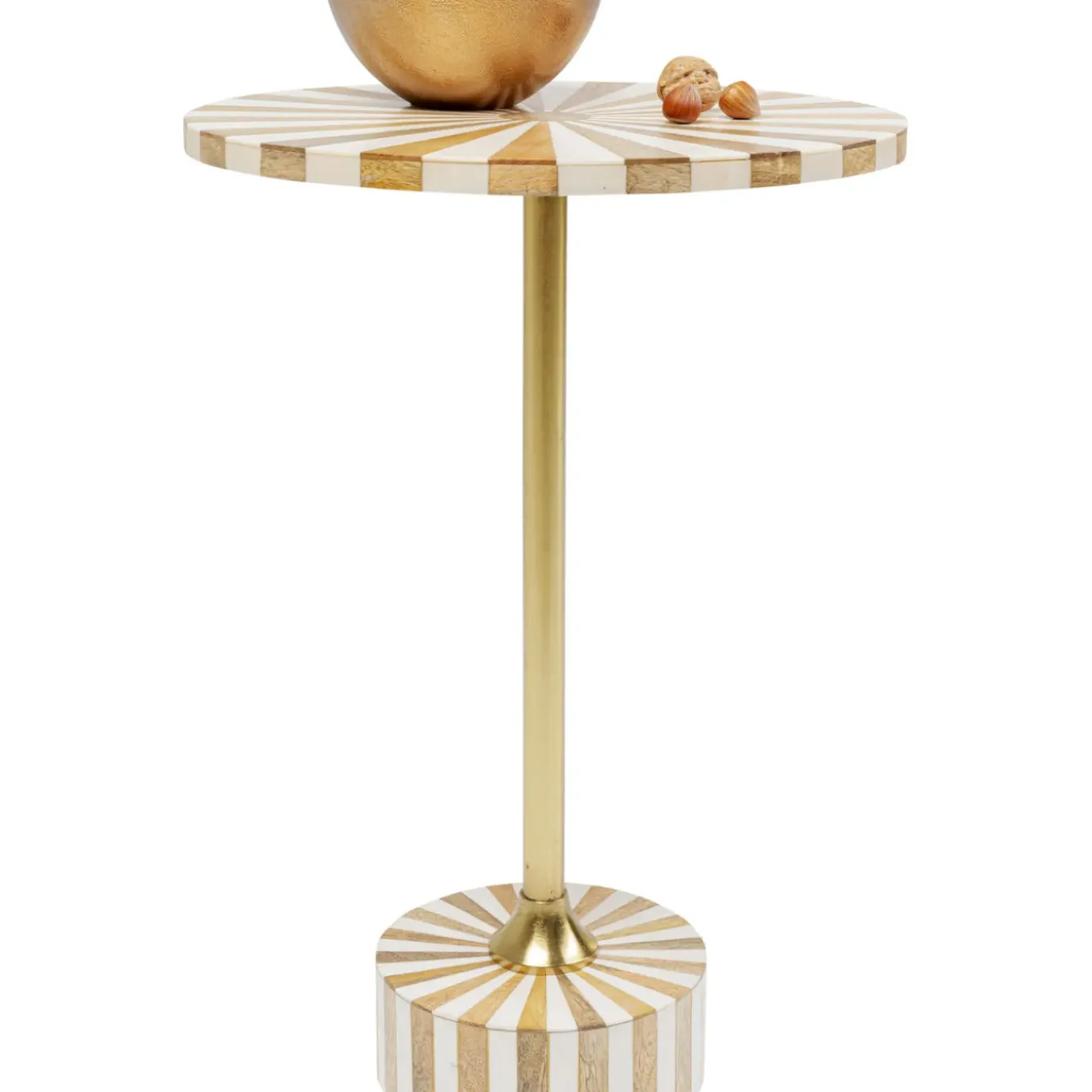 Table D Appoint Domero Cirque Laiton Blanc O40Cm