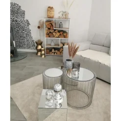 Table D Appoint Wire Argente (2/Set)