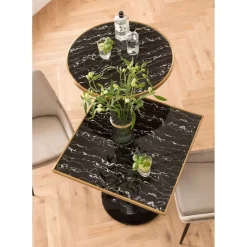 Table Haute San Remo Noir Rond 100X70Cmo