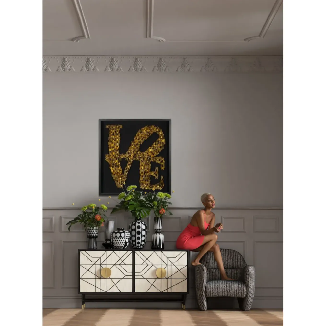 Tableau Décoratif Love Butterfly 90X90Cm