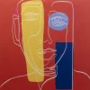 Tableau En Verre Art Face Rouge 100X100Cm