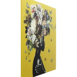 Tableau En Verre Bouquet Beauty Yellow 100X100Cm