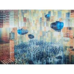 Tableau En Verre 3D Future City 150X100Cm