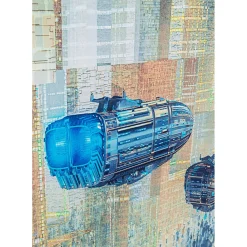 Tableau En Verre 3D Future City 150X100Cm