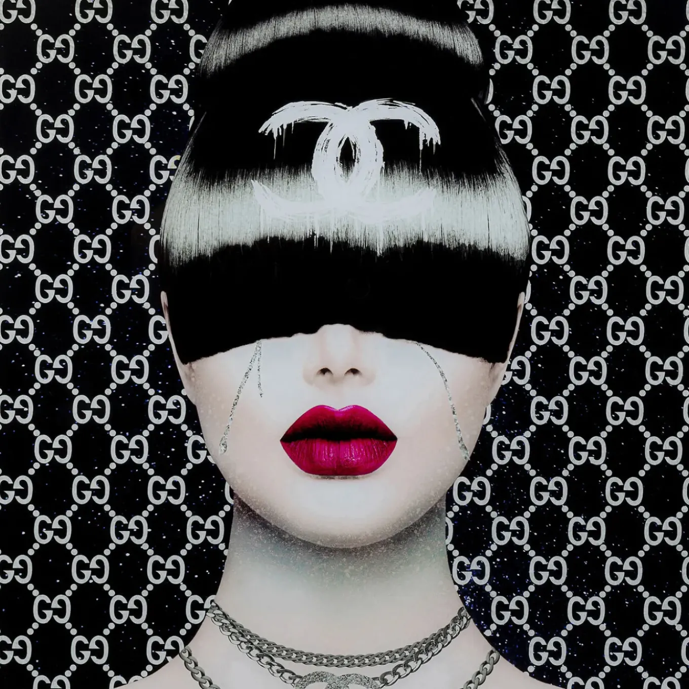 Tableau En Verre Fashion Haircut 80X80Cm