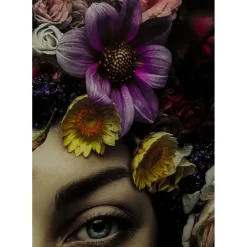 Tableau En Verre Flower Art Lady 80X80Cm