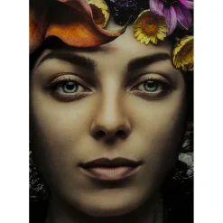 Tableau En Verre Flower Art Lady 80X80Cm