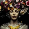Tableau En Verre Flower Art Lady 120X120Cm