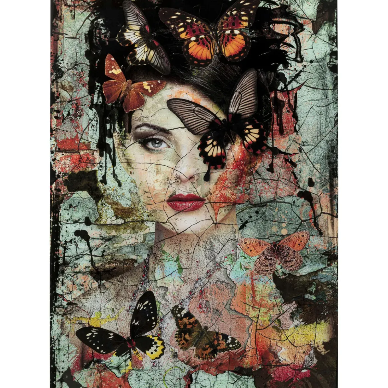 Tableau En Verre Lady Butterfly 100X150Cm