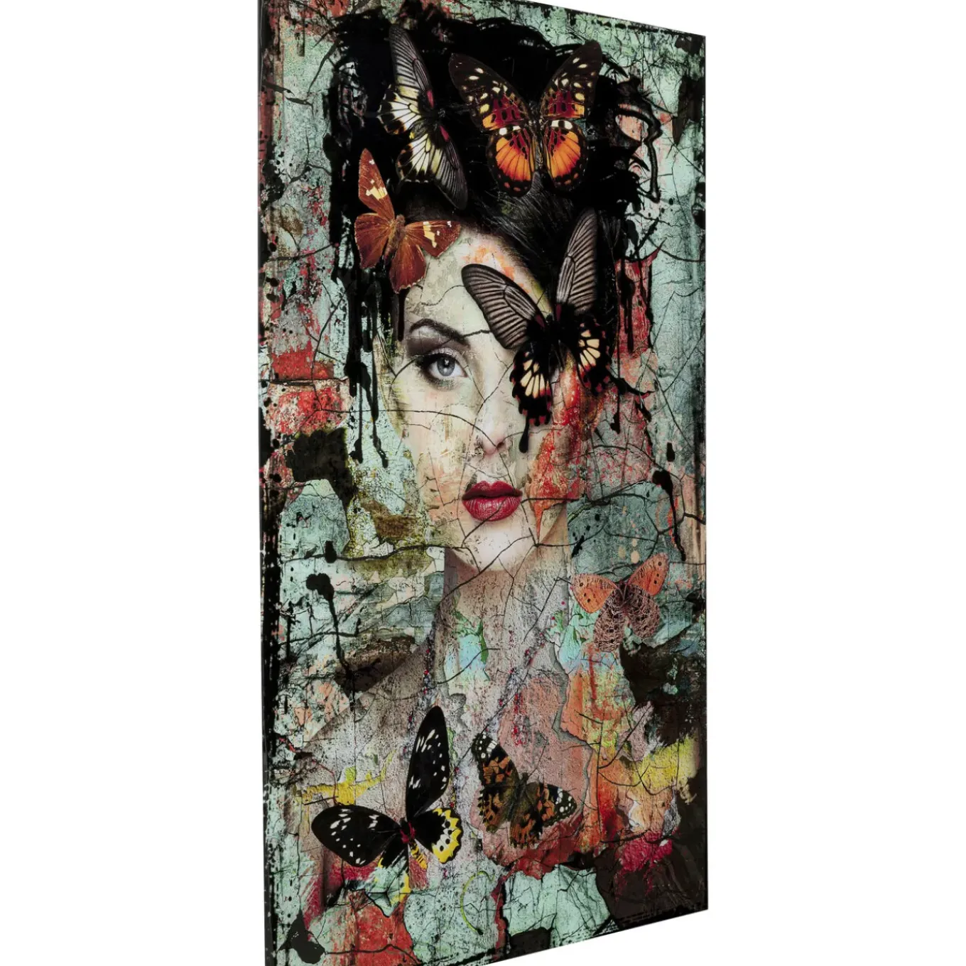 Tableau En Verre Lady Butterfly 100X150Cm