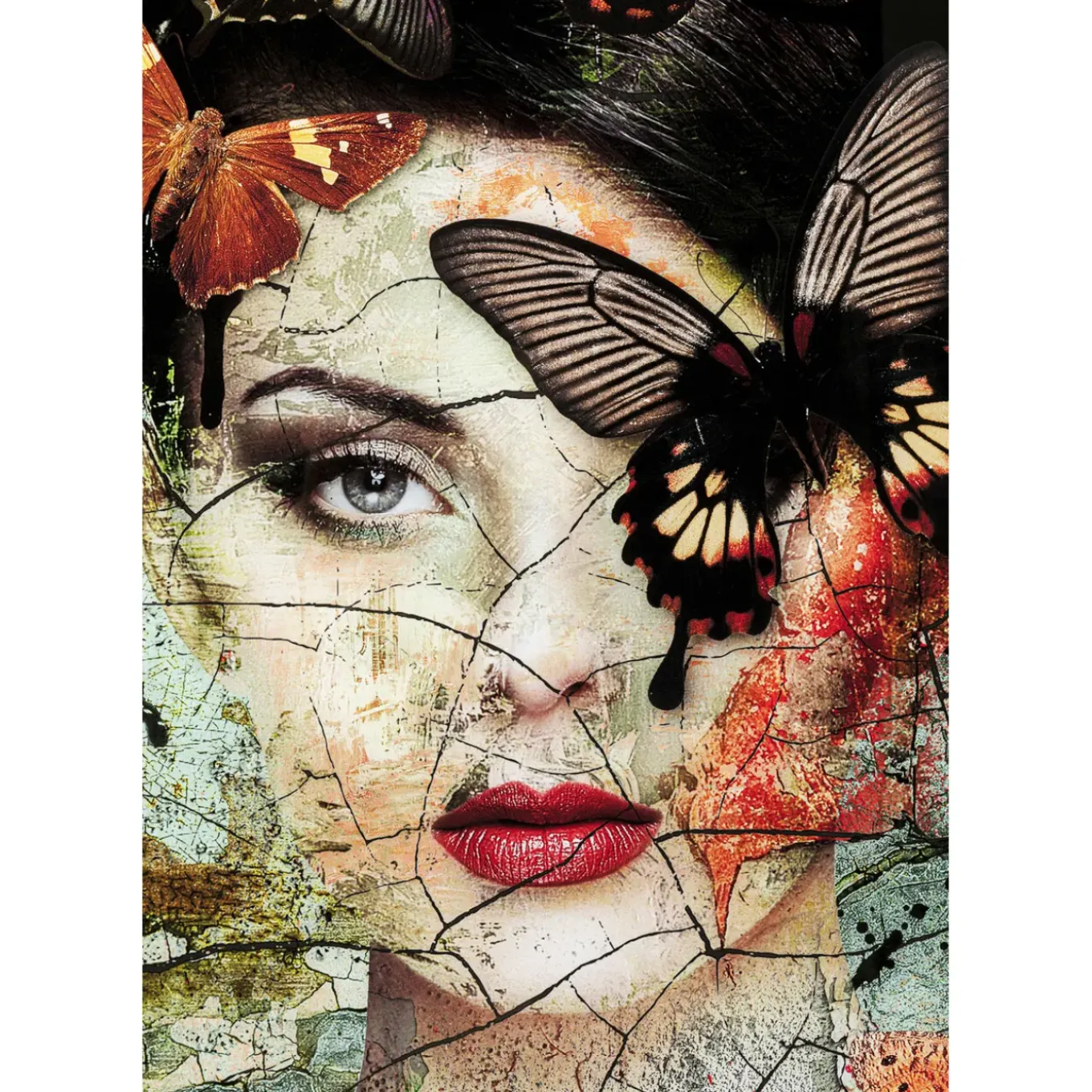 Tableau En Verre Lady Butterfly 100X150Cm