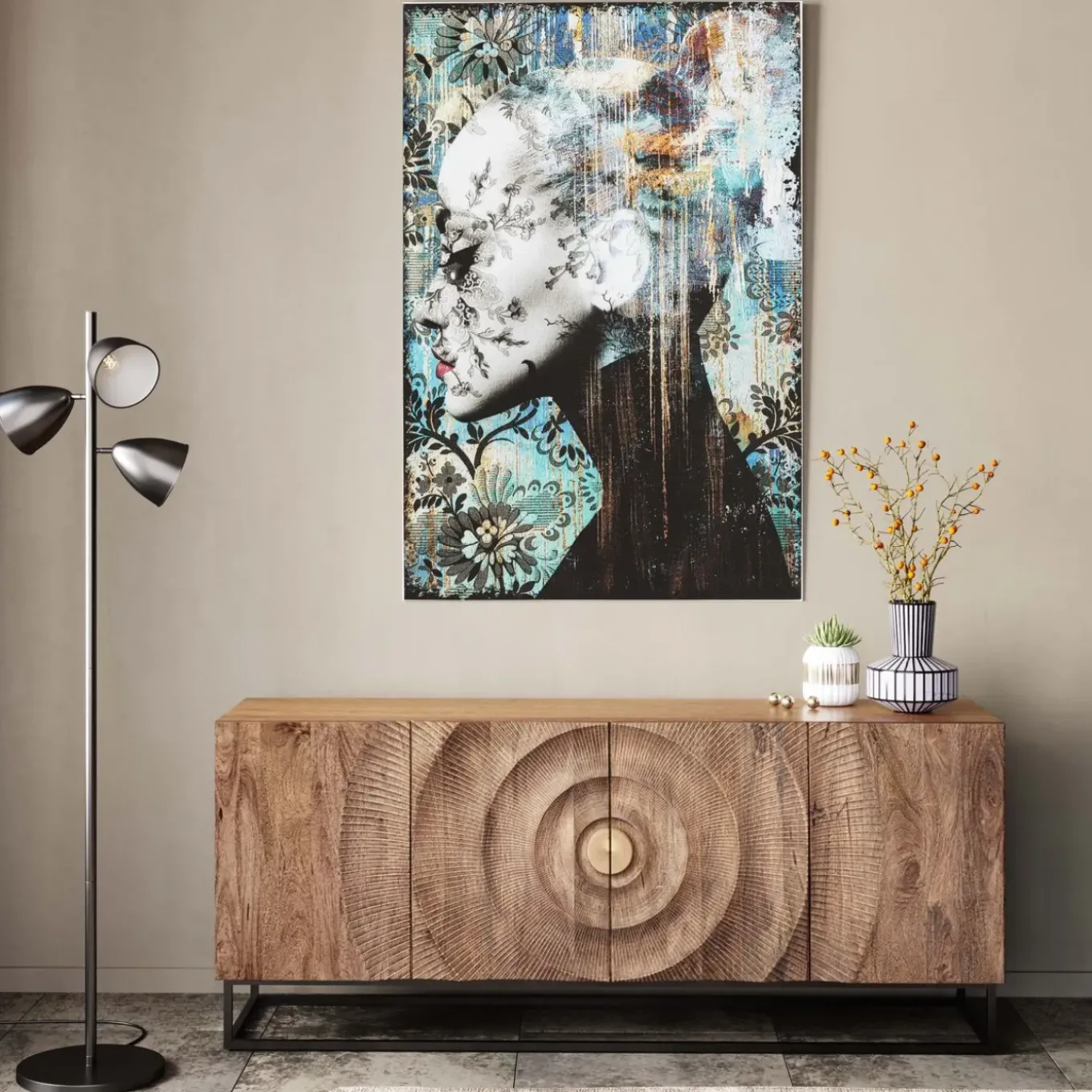 Tableau En Verre Lady Flower 100X150Cm