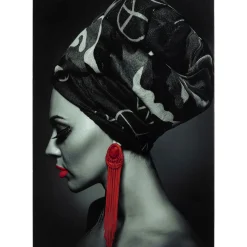 Tableau En Verre Lady Red Earring 80X120Cm
