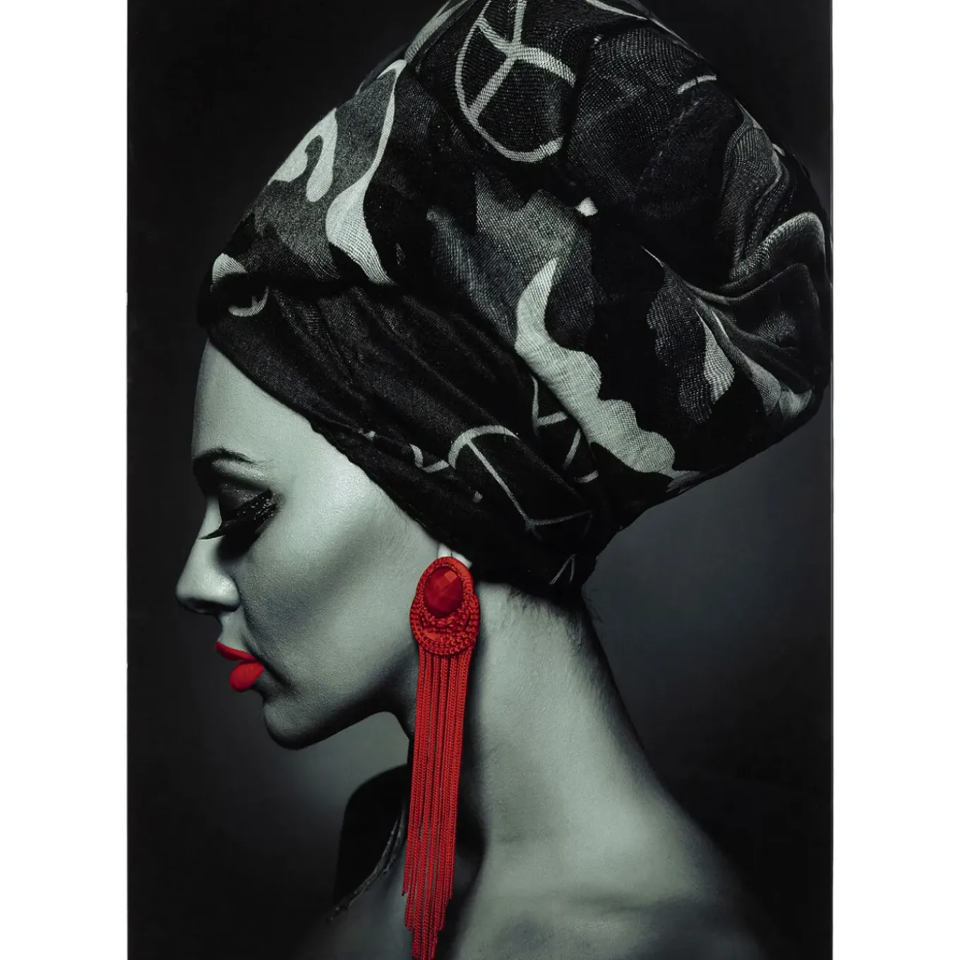 Tableau En Verre Lady Red Earring 80X120Cm