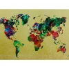 Tableau En Verre Metallic Colourful Map 150X100Cm