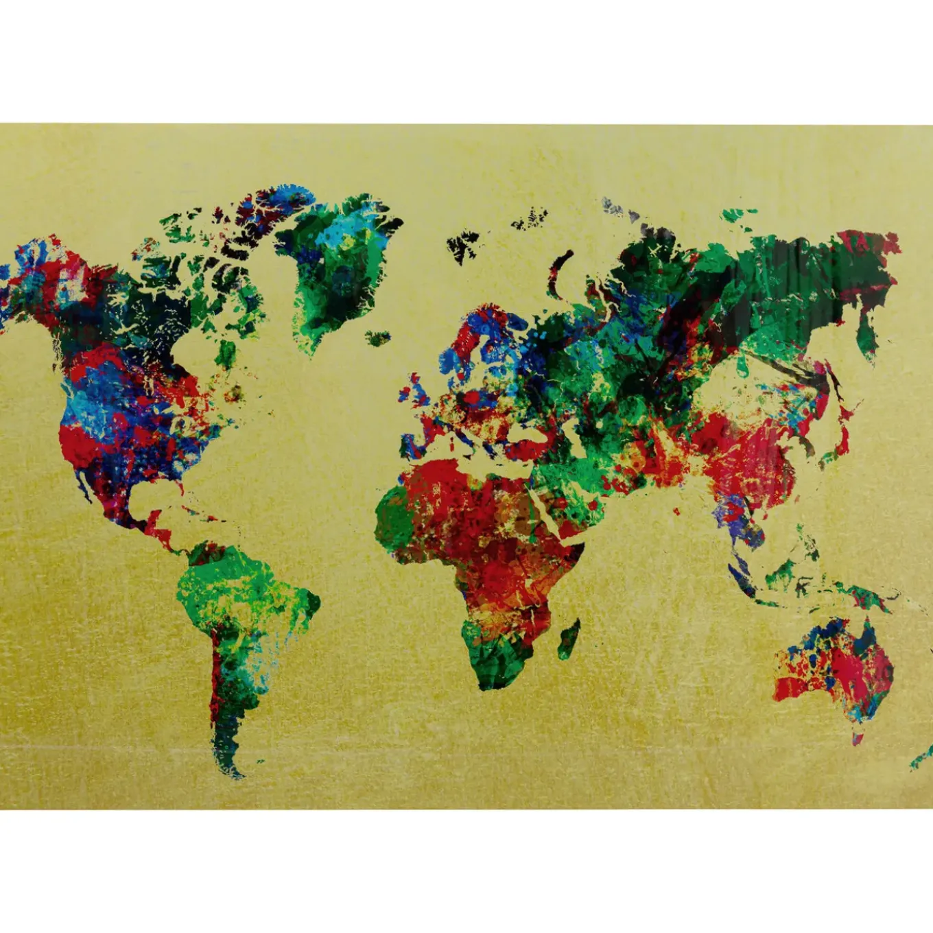 Tableau En Verre Metallic Colourful Map 150X100Cm