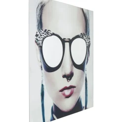 Tableau En Verre Metallic Girlie 120X120Cm