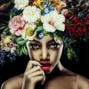 Tableau En Verre Pretty Flower Woman 120X120Cm