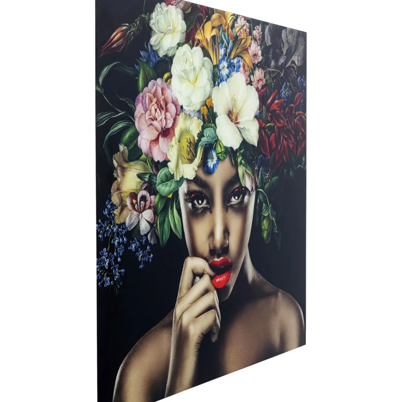 Tableau En Verre Pretty Flower Woman 120X120Cm