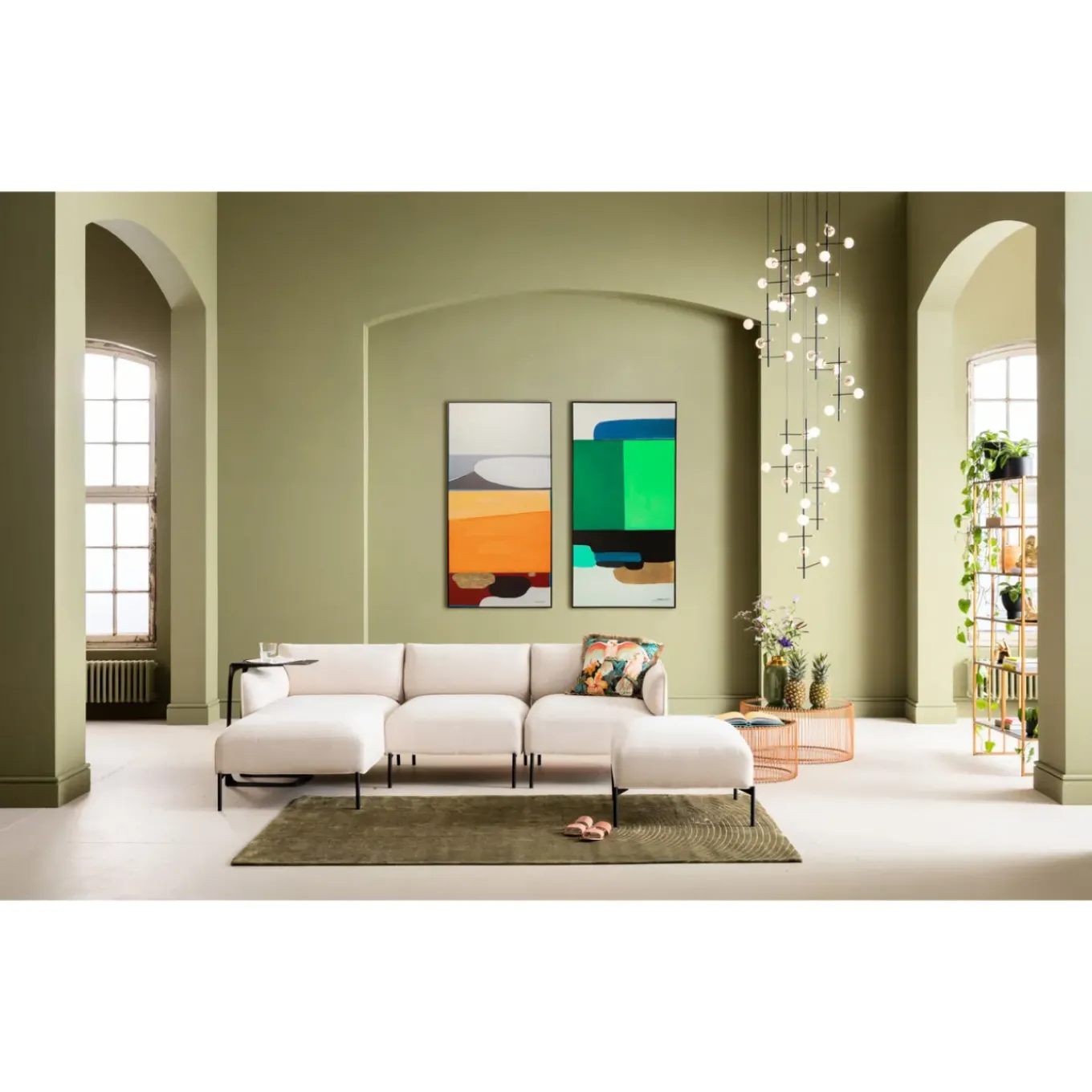 Tableau Encadre Abstract Shapes Orange 73X143Cm