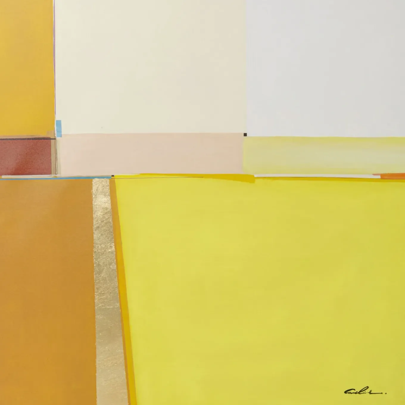 Tableau Encadre Abstract Shapes Jaune 113X113Cm