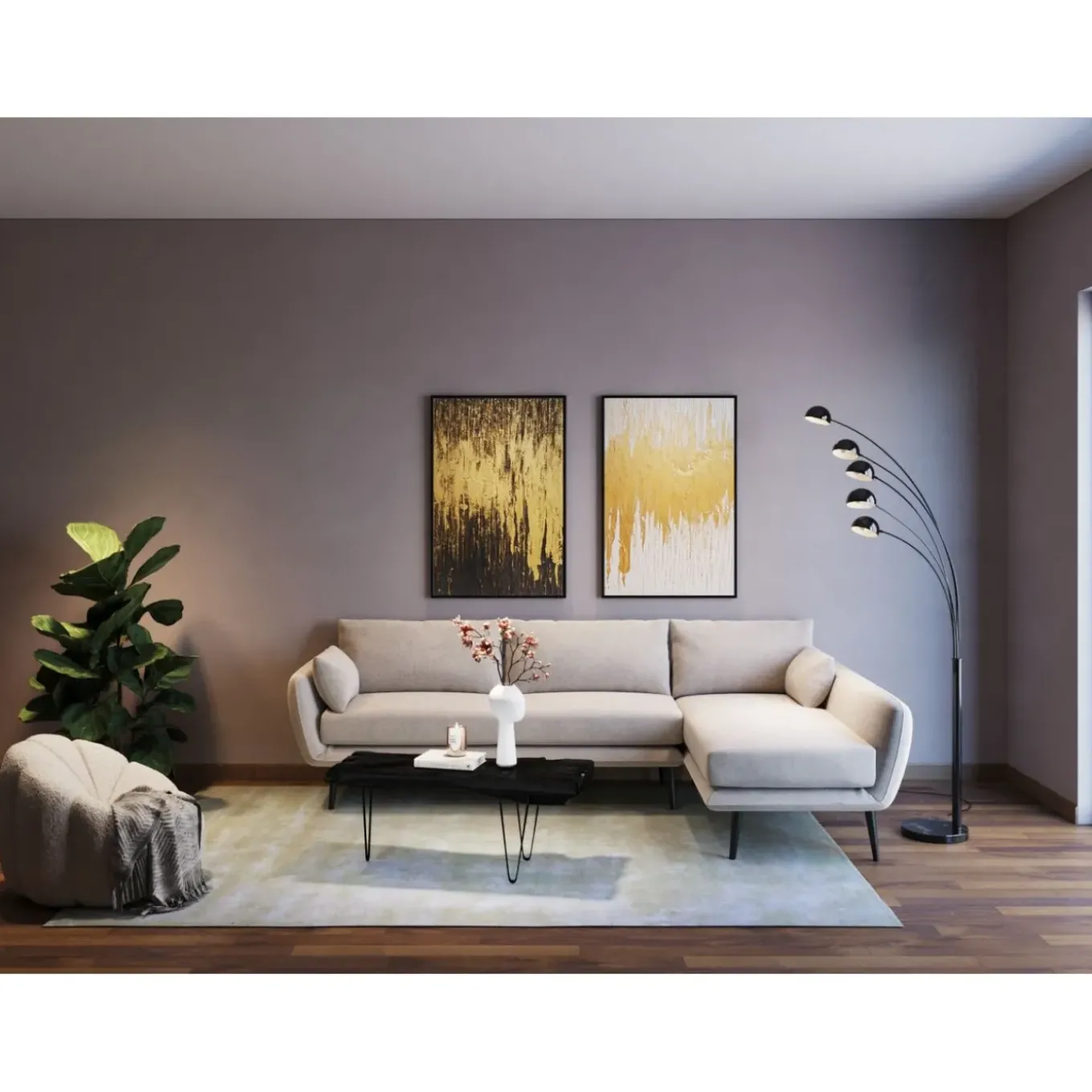 Tableau Encadre Abstract Noir 80X120Cm
