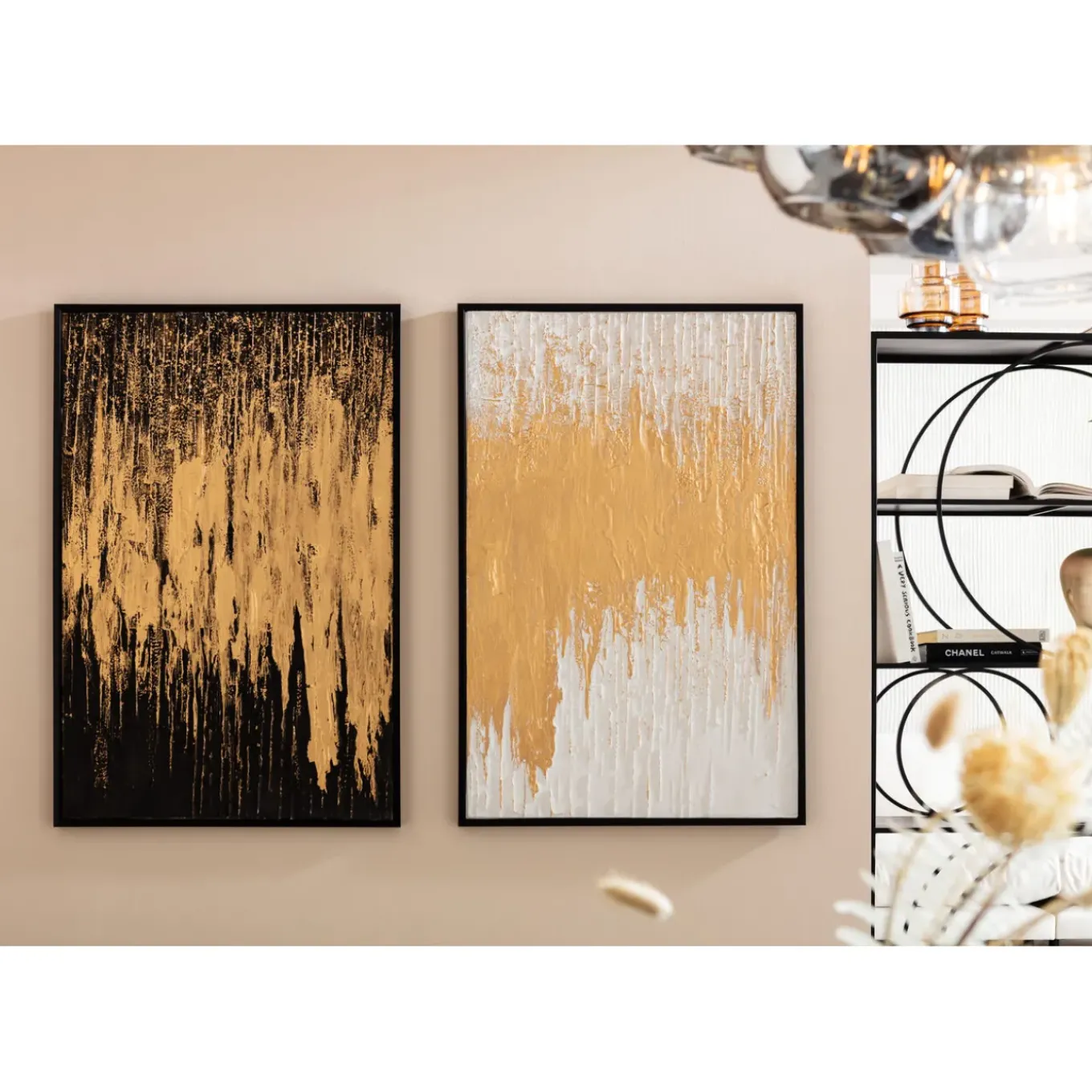 Tableau Encadre Abstract Noir 80X120Cm