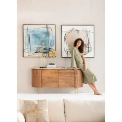 Tableau Encadre Dust Bleu 100X100Cm