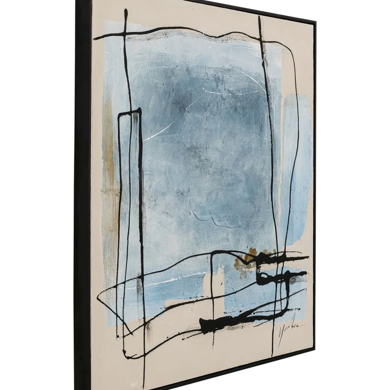 Tableau Encadre Dust Bleu 100X100Cm