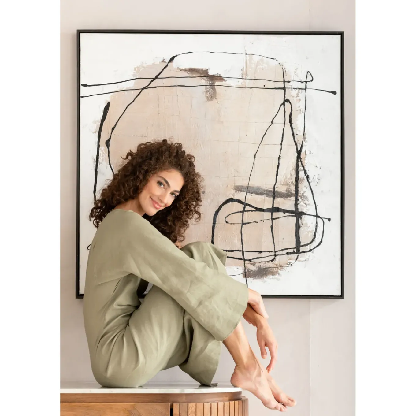 Tableau Encadre Dust Gris 100X100Cm