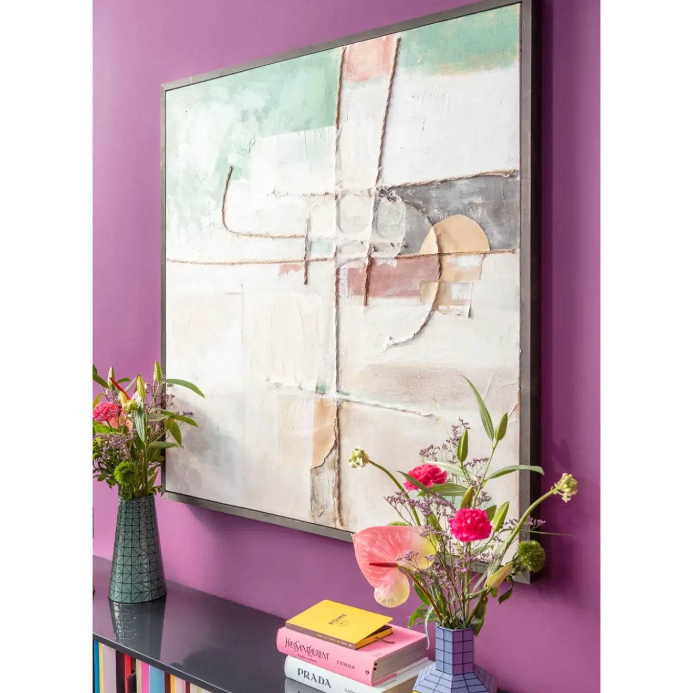 Tableau Encadre Dust Vert 120X120Cm