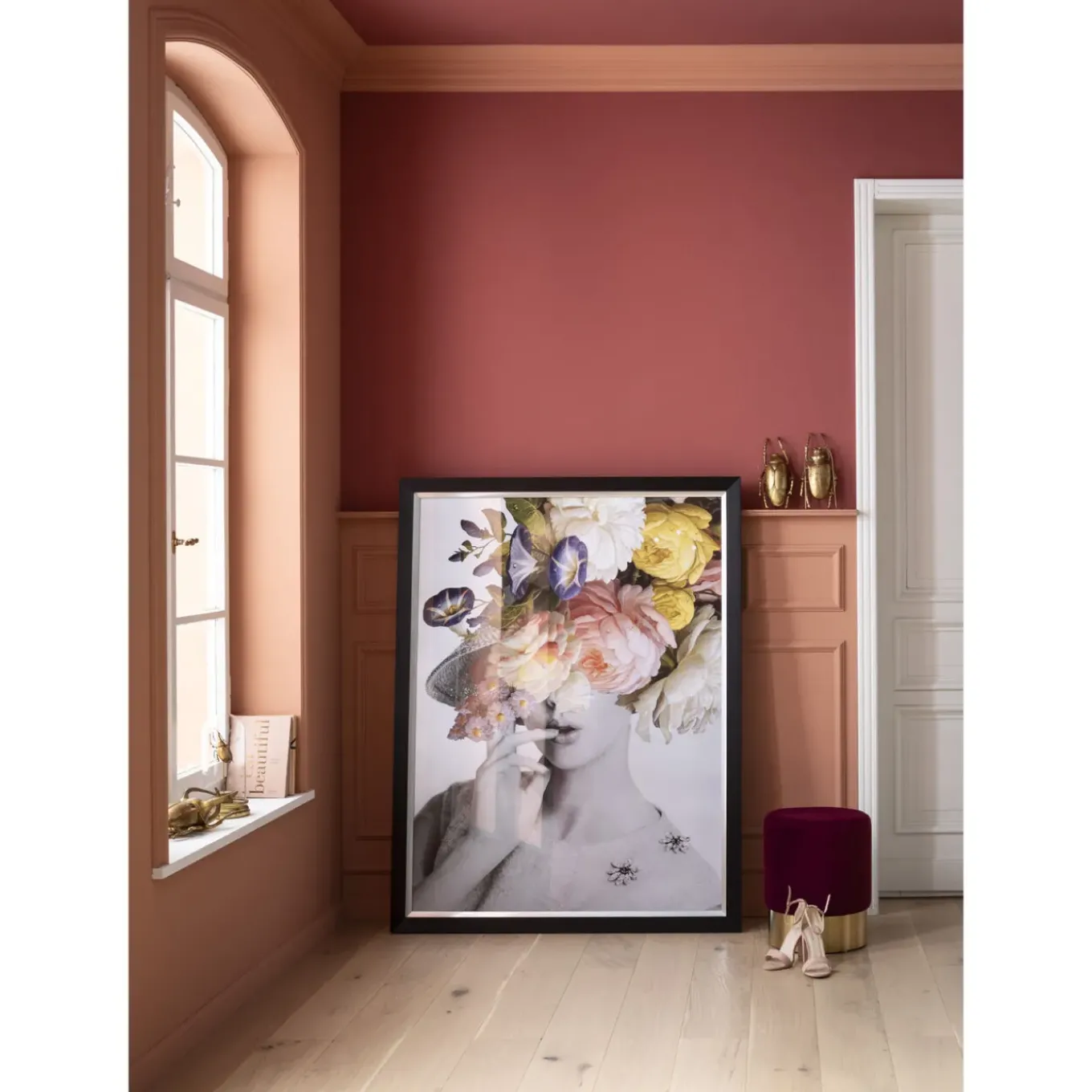 Tableau Frame Flower Lady Pastel 117X154Cm