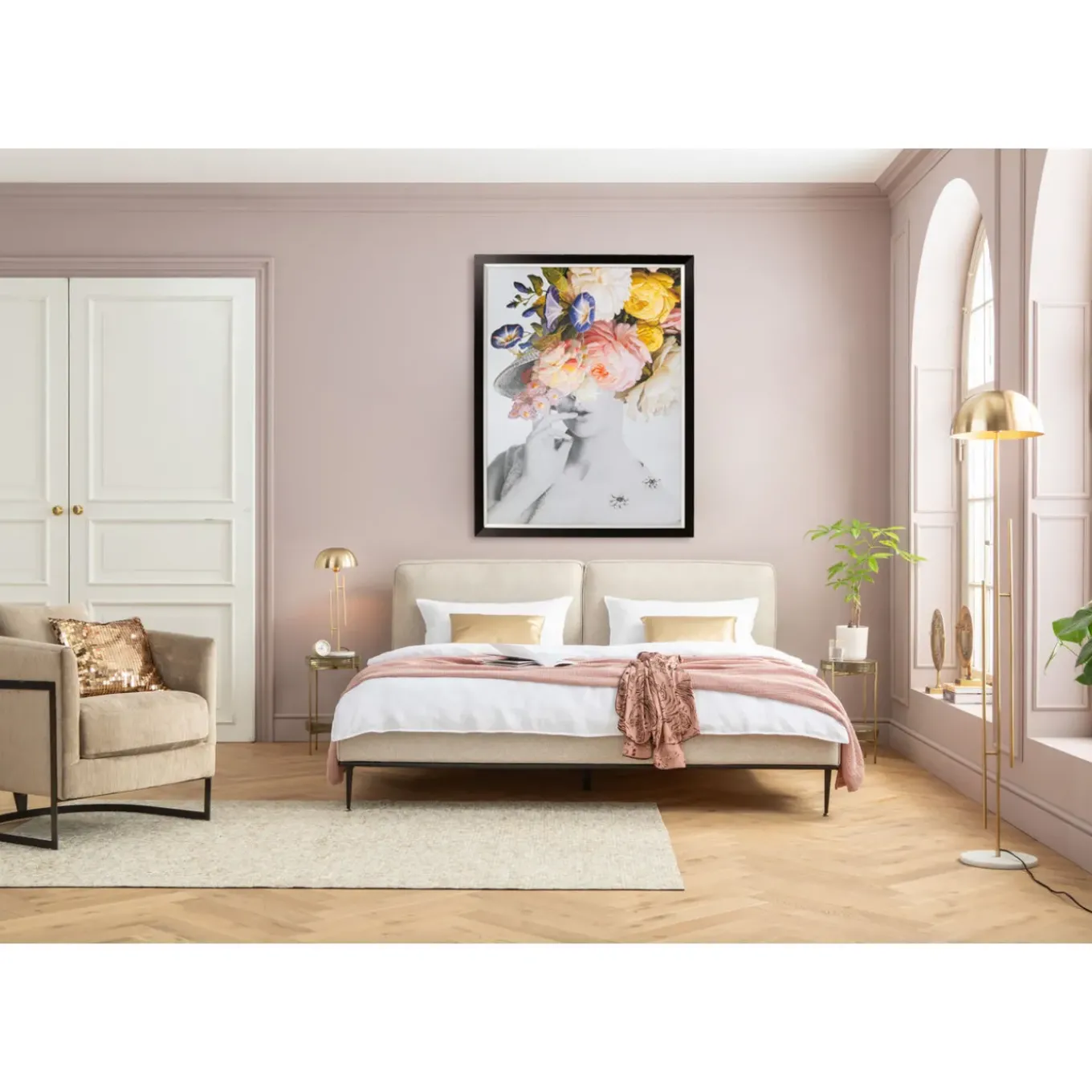 Tableau Frame Flower Lady Pastel 117X154Cm
